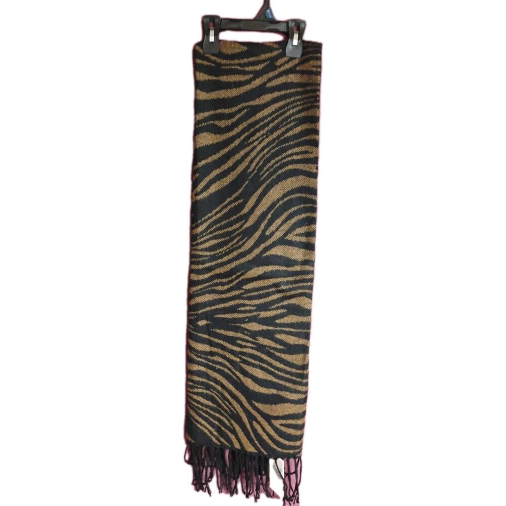 A New Day Womens Zebra Scarf Wrap Brown One Size 67" Long